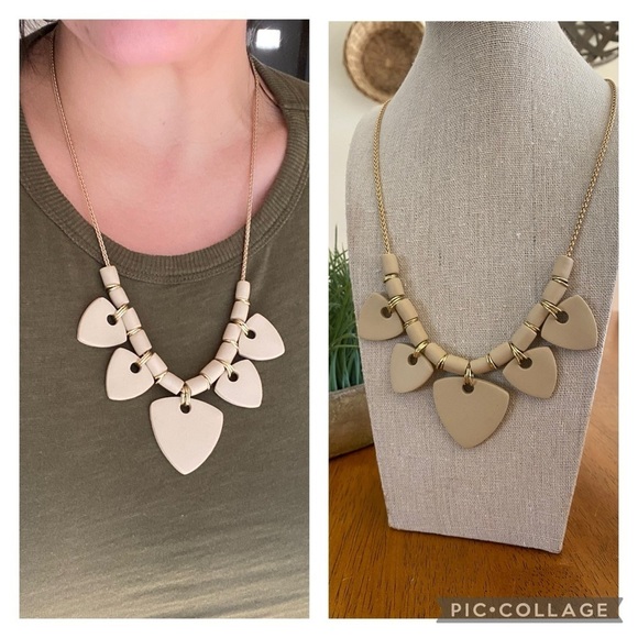 Hand Crafted Jewelry - Handmade/Hand crafted polymer Clay statement necklace in tan and gold